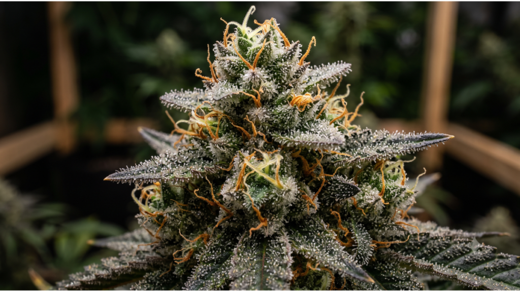 Tricomas de una flor de cannabis donde se produce el THC