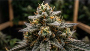 Tricomas de una flor de cannabis donde se produce el THC